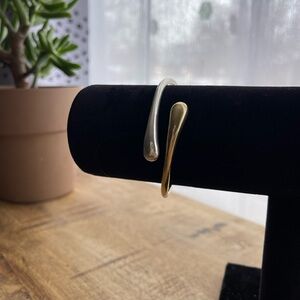 Lucky Brand Mixed Metal Cuff Bracelet | Silver & Gold Tone | Hinged